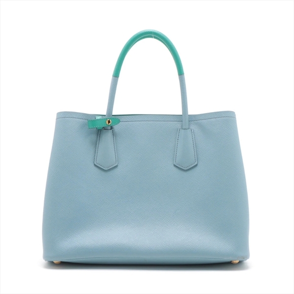 Rare! NEW! Prada Saffiano Cuir Double Handle Medium Tote Aqua TIFFANY BABY BLUE - Picture 5 of 16